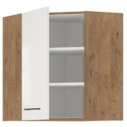 ROCK  Eck-Hochschrank  Lancelot-Eiche und glänzend weißes Melamin  