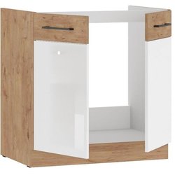 Rock  Unterschrank  Lancelot-Eiche und glänzend weißes Melamin  80 