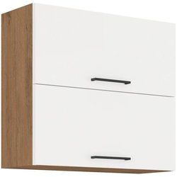 ROCK - Meuble haut - Mélaminé chene Lancelot et Blanc brillant - 80 cm