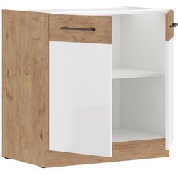 ROCK - Meuble bas - Mélaminé decor chene Lancelot et Blanc - 80 cm - 2