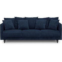 CONSTANCE 4-Sitzer festes rechtes Sofa - Blauer Stoff - Classic - L 21