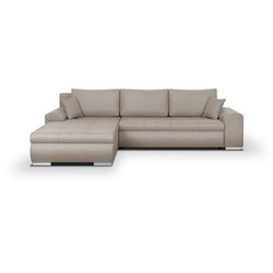 Wende-Ecksofa + Aufbewahrungsbox - Beigefarbener Stoff - L 289 x T 94/