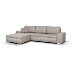 Wende-Ecksofa + Aufbewahrungsbox - Beigefarbener Stoff - L 289 x T 94/