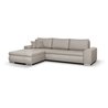 Wende-Ecksofa + Aufbewahrungsbox - Beigefarbener Stoff - L 289 x T 94/