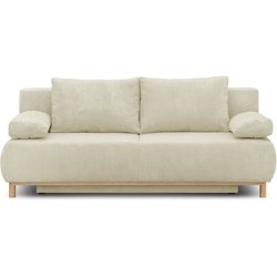 Banquette convertible 3 places MIKA - Velours côtelé Beige - Coffre de