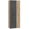 Lagerschrank - Dunkelgrauer Beton / Eiche - 68,7 x 36,5 x 181,1 cm