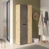 Lagerschrank - Dunkelgrauer Beton / Eiche - 68,7 x 36,5 x 181,1 cm