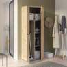 Lagerschrank - Dunkelgrauer Beton / Eiche - 68,7 x 36,5 x 181,1 cm
