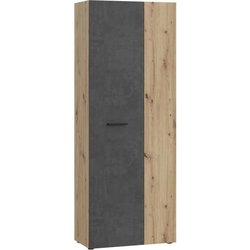 Lagerschrank - Dunkelgrauer Beton / Eiche - 68,7 x 36,5 x 181,1 cm