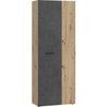 Lagerschrank - Dunkelgrauer Beton / Eiche - 68,7 x 36,5 x 181,1 cm