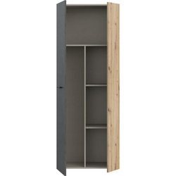 Lagerschrank - Dunkelgrauer Beton / Eiche - 68,7 x 36,5 x 181,1 cm