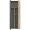 Lagerschrank - Dunkelgrauer Beton / Eiche - 68,7 x 36,5 x 181,1 cm