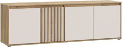 Meuble TV ELISTON  Blanc Mat & Chene  4 Portes  174,3 × 41,5 × 56,1