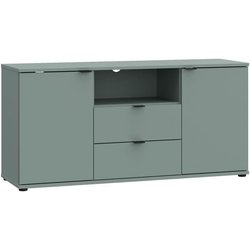 TV-Schrank - GANYMEDE - Salbeigrün - 2 Türen, 2 Schubladen, 1 Fach - 1