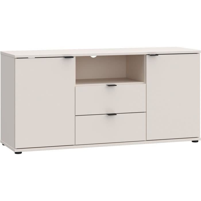 TV-Schrank - GANYMEDE - Sand - 2 Türen, 2 Schubladen, 1 Fach - 129,8 x