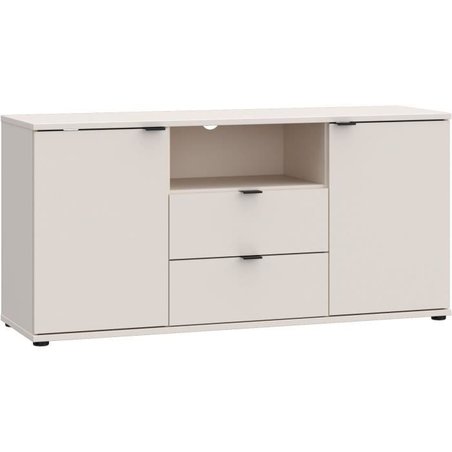 TV-Schrank - GANYMEDE - Sand - 2 Türen, 2 Schubladen, 1 Fach - 129,8 x