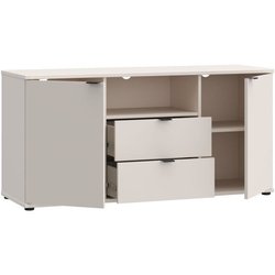 TV-Schrank - GANYMEDE - Sand - 2 Türen, 2 Schubladen, 1 Fach - 129,8 x