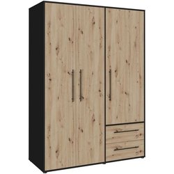 Armoire -  Décor Chene Artisan / Noir - 3 portes - L144,4 x P58,8 x H2