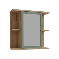 Wandschrank  Eiche Artisan / Salbeigrün  1 Tür mit Spiegel  Badezim