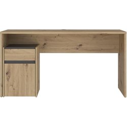 MODULTRICK gerader Schreibtisch - Eiche/Dunkelgrau - 140 x 52,7 x 72,5
