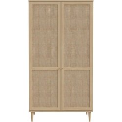 Schlafzimmerschrank - 2 Flügeltüren - Eichendekor - Rohrgeflecht - L11