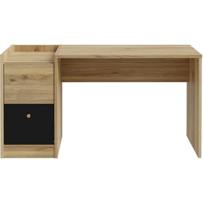 COXIM Gerader Schreibtisch - Eiche / Schwarz - 139,6 x 74 x 59,8 cm