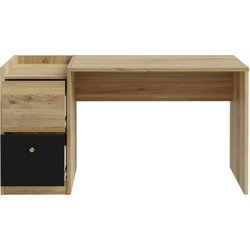 COXIM Gerader Schreibtisch - Eiche / Schwarz - 139,6 x 74 x 59,8 cm