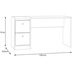 COXIM Gerader Schreibtisch - Eiche / Schwarz - 139,6 x 74 x 59,8 cm