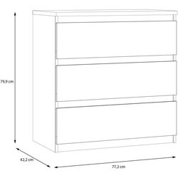 Kommode - CHELSEA - 3 Schubladen - Anthrazit - 77,2 x 42,2 x 79,9 cm