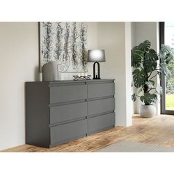 Kommode - CHELSEA - 6 Schubladen - Anthrazit - 154 x 42,2 x 79,9 cm