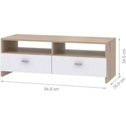 FINLANDEK Modernes TV-Stativ HELPPO in mattweiß mit Eicheneffekt - B 9