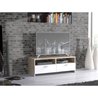 Meuble TV PILVI - Blanc mat et chene - Contemporain - L 95 x P 36 x H 