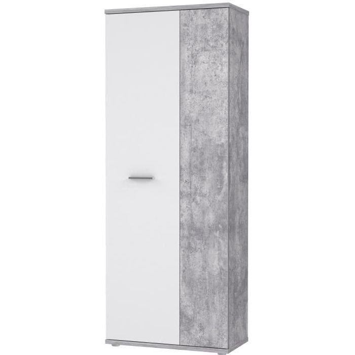 Schuhschrank zeitgenössischen Stil Effektbeton und matt weiß - L 69 cm
