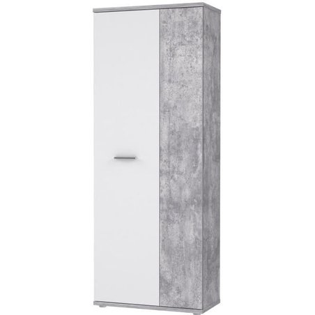 Schuhschrank zeitgenössischen Stil Effektbeton und matt weiß - L 69 cm