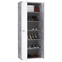 Schuhschrank zeitgenössischen Stil Effektbeton und matt weiß - L 69 cm