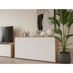 Buffet - SKELPE - Mattweiß und Eiche - 3 Türen + 3 Einlegeböden - 152,