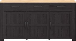 Buffet BOHOL  Noir  3 Portes & 3 Tiroirs  L 166,1 × P 47 × H 87 cm 