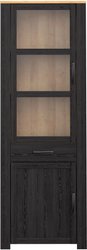 Vitrine Haute BOHOL Noire  2 Portes dont 1 Vitrée + 1 Tiroir  L 71,7