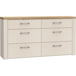 Kommode - NELLEKE - 6 Schubladen - Sand / Holz - L156,3 x T41,3 x H83,