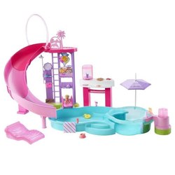 Barbie - Coffret Piscine de Reve - Toboggan et jacuzzi - Plus de 20 ac