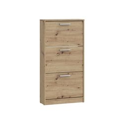 Scarpiera - 6 paia - Finitura rovere - 3 ante a ribalta - L58,2 x P20,
