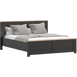 Lit adulte King Size - BOHOL - 180 x 200 cm - Décor Chene / Noir