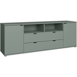 Meuble TV - GANYMEDE - Sauge - 2 portes, 2 tiroirs, 2 niches - 179,8 x