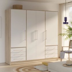 JUPITER Kleiderschrank aus weißen und Eichenholzspanplatten im moderne