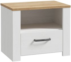 Chevet 1 tiroir et 1 niche - BOHOL - Chene / Blanc - L61,6 x P42 x H52