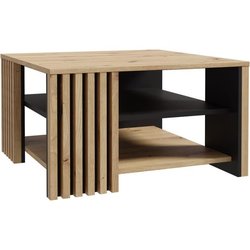 Table basse CARDIGAN - Décor chene artisan et noir - L80 x P80 x H45 c