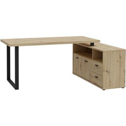 Bureau d angle - GOLDSBORO - Chene artisan / Noir - 124,2 x 181,5 x 74