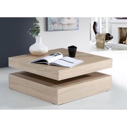 Couchtisch mit drehbarer Platte  Quadratisch  Eiche  78 x 78 x 36 c