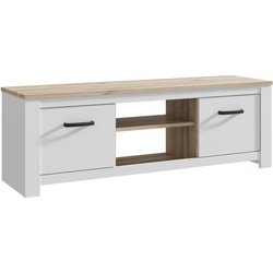 Meuble TV - ELARA - Chene / Blanc mat - 161,4 x 42,2 x 54,1 cm