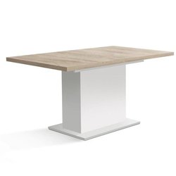 Table a manger - ELARA - Extensible - Rectangulaire - Chene / Blanc ma